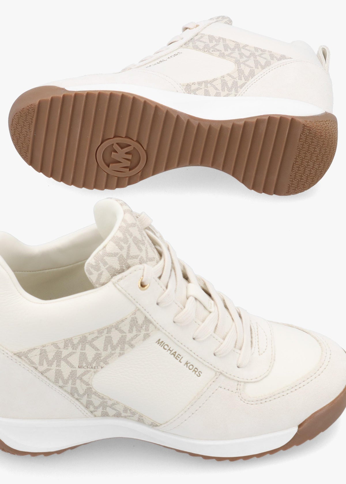 Michael Kors Nikki S2 Vanilla Leather & Suede Wedge Trainers
