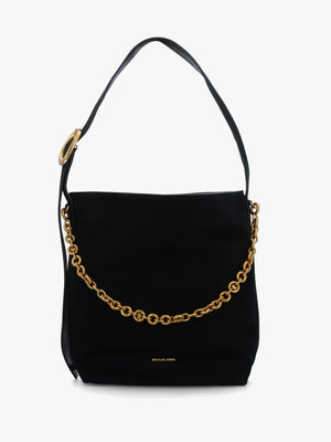 Michael Kors Large Nolita Black Suede Buckle Shoulder Bag