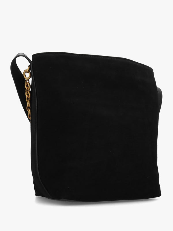 Michael Kors Large Nolita Black Suede Buckle Shoulder Bag
