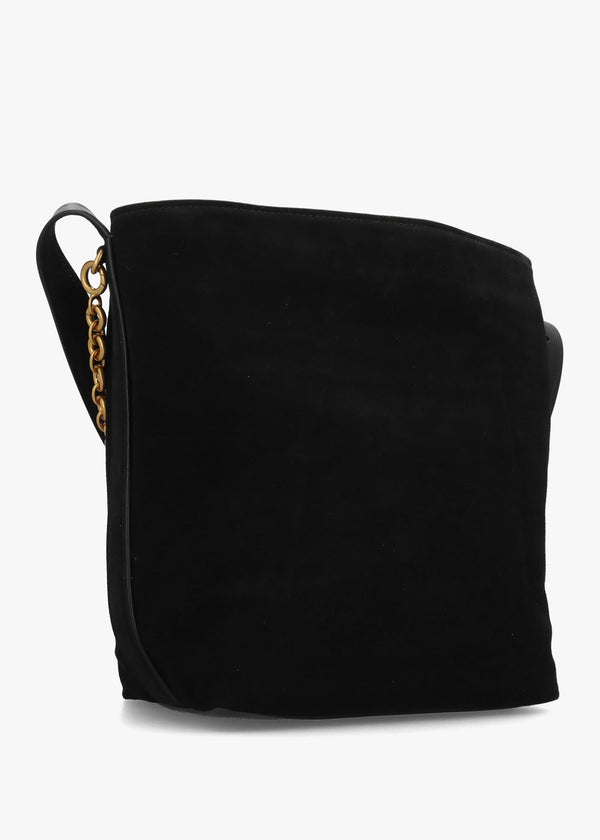 Michael Kors Large Nolita Black Suede Buckle Shoulder Bag