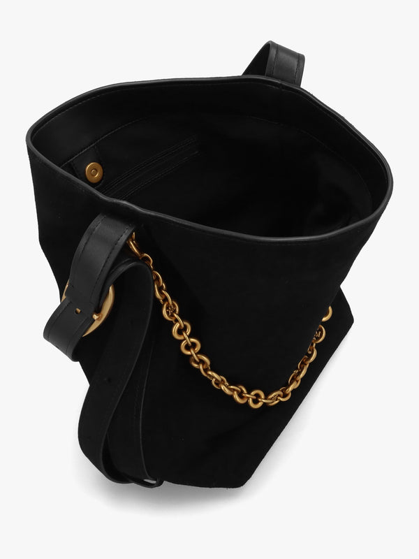 Michael Kors Large Nolita Black Suede Buckle Shoulder Bag