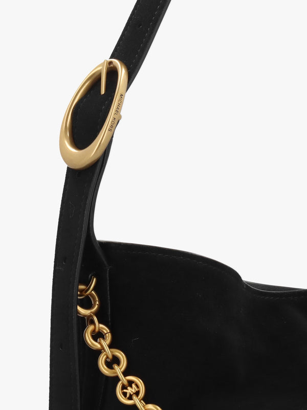 Michael Kors Large Nolita Black Suede Buckle Shoulder Bag