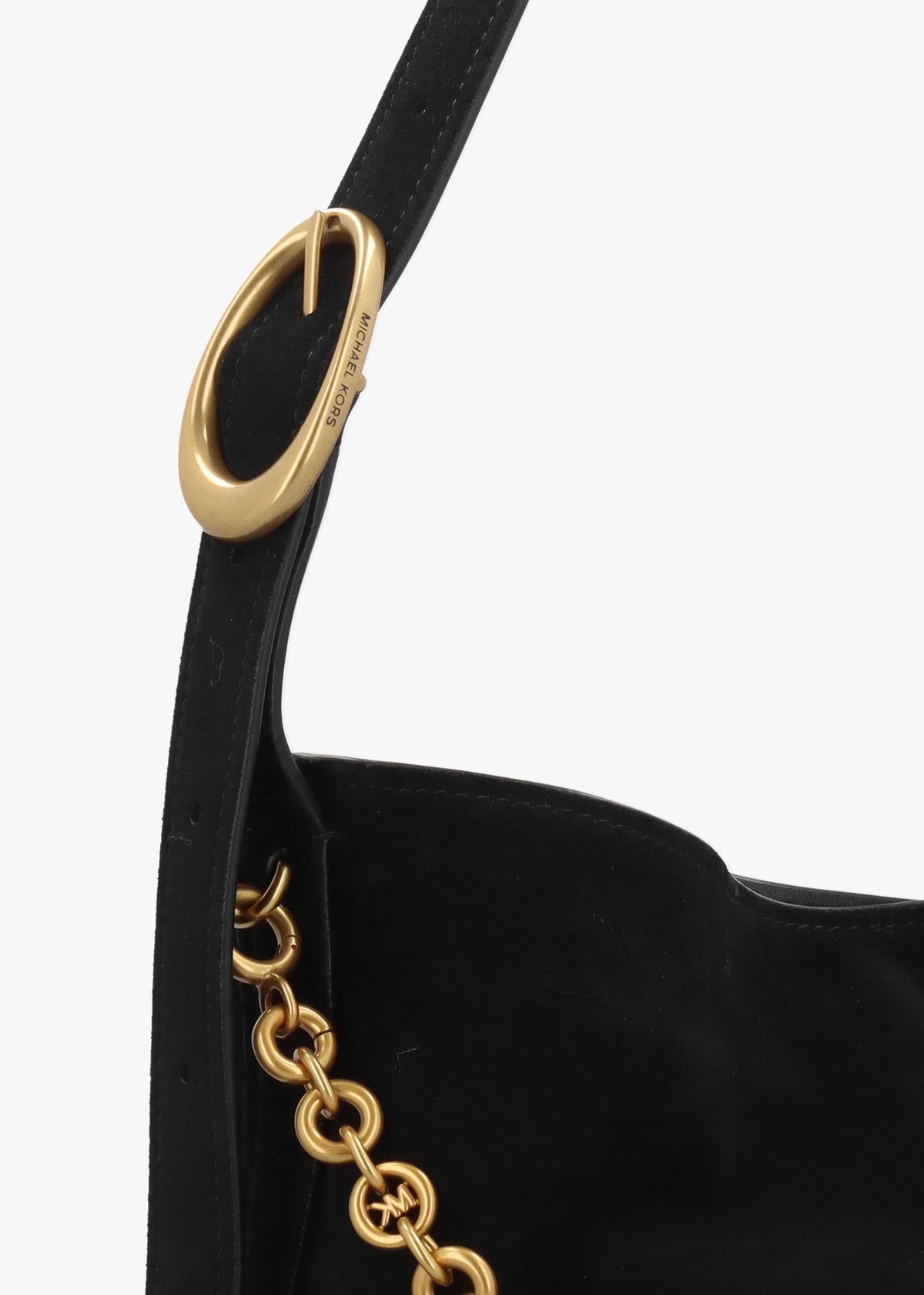 Michael Kors Large Nolita Black Suede Buckle Shoulder Bag