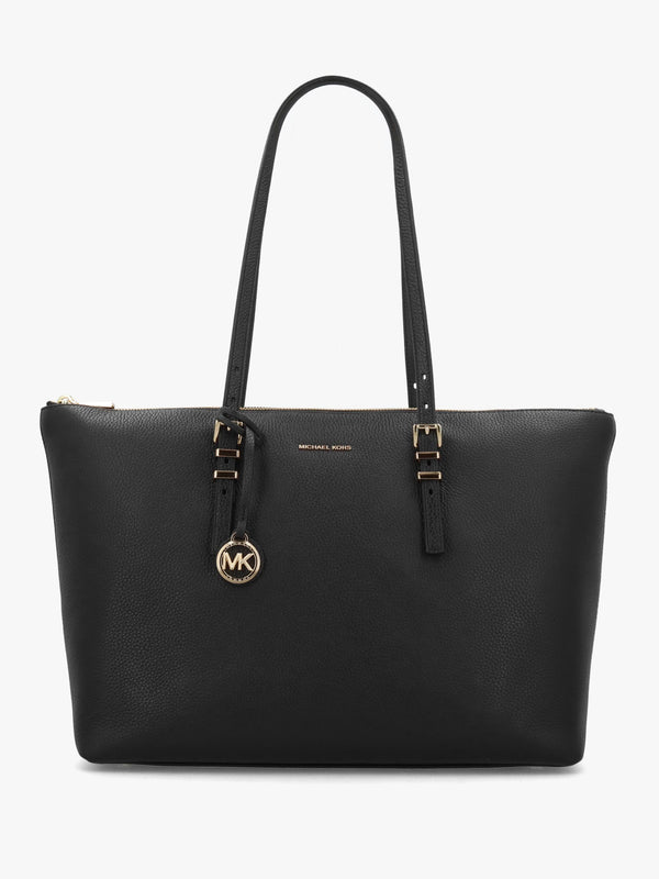 Michael Kors Quinn Large Pebbled Leather Black Tote Bag