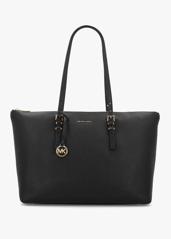 Michael Kors Quinn Large Pebbled Leather Black Tote Bag