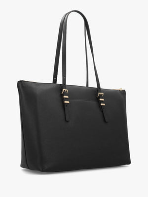 Michael Kors Quinn Large Pebbled Leather Black Tote Bag