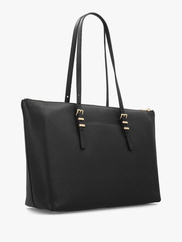 Michael Kors Quinn Large Pebbled Leather Black Tote Bag