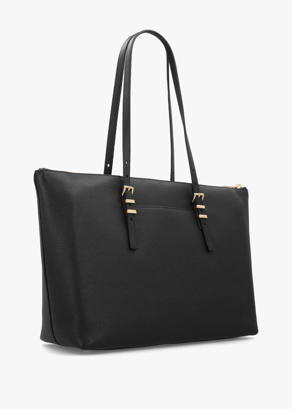 Michael Kors Quinn Large Pebbled Leather Black Tote Bag