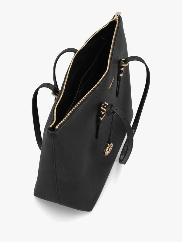 Michael Kors Quinn Large Pebbled Leather Black Tote Bag