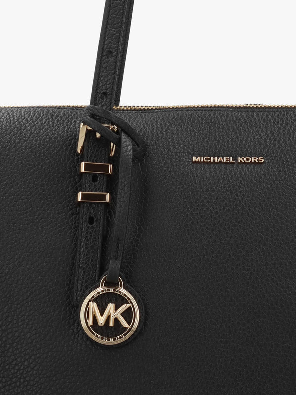 Michael Kors Quinn Large Pebbled Leather Black Tote Bag