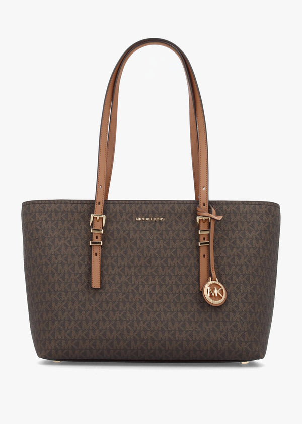Michael Kors Quinn Medium Brown Signature Logo Tote Bag
