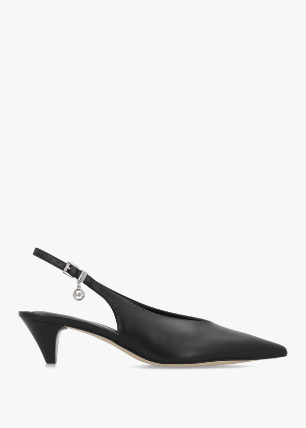 Michael Kors Tonya Black Leather Slingback Court Shoes