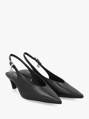 Michael Kors Tonya Black Leather Slingback Court Shoes