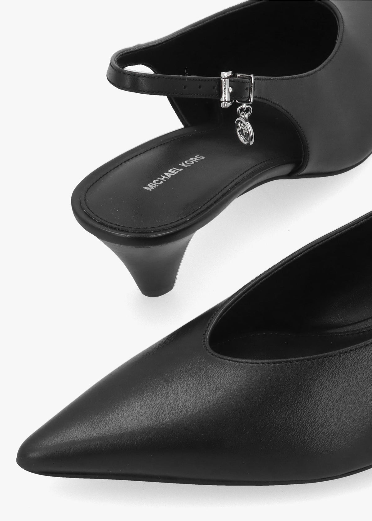 Michael Kors Tonya Black Leather Slingback Court Shoes