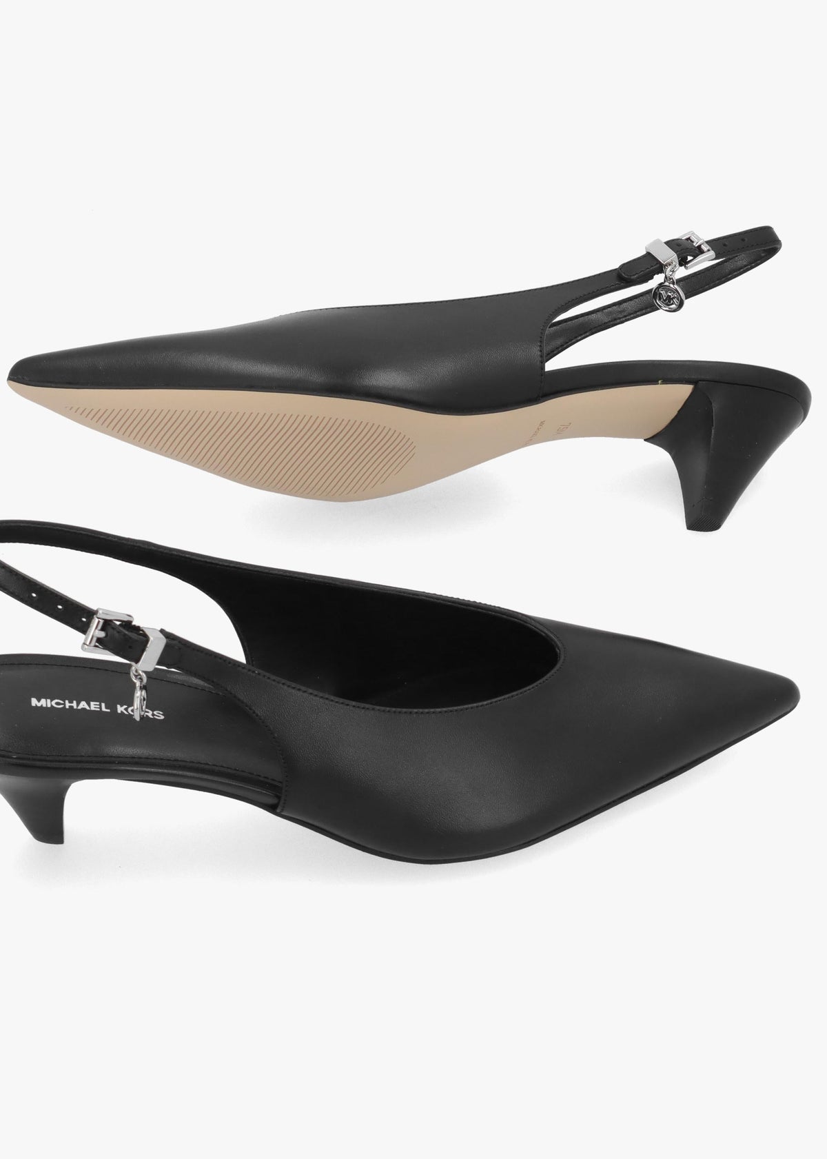 Michael Kors Tonya Black Leather Slingback Court Shoes