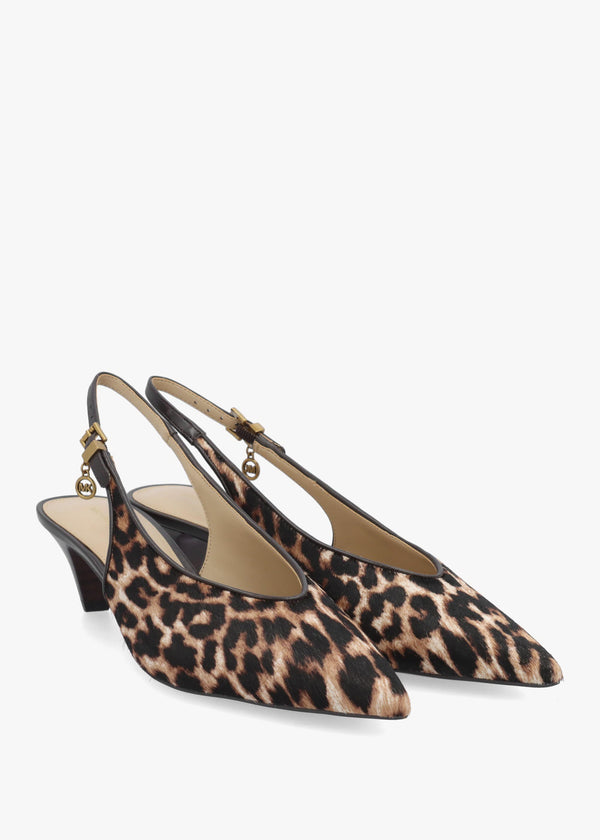 Michael Kors Tonya Leopard Pony Hair Slingback Court Shoes