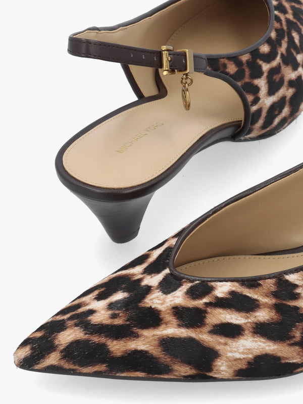 Michael Kors Tonya Leopard Pony Hair Slingback Court Shoes