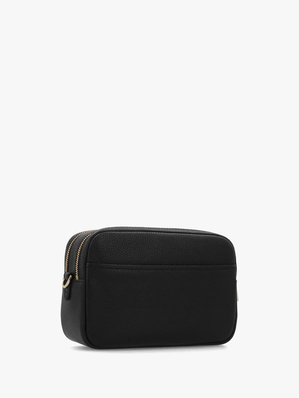 Bryant Black Pebbled Leather Double Zip Camera Cross-Body Bag