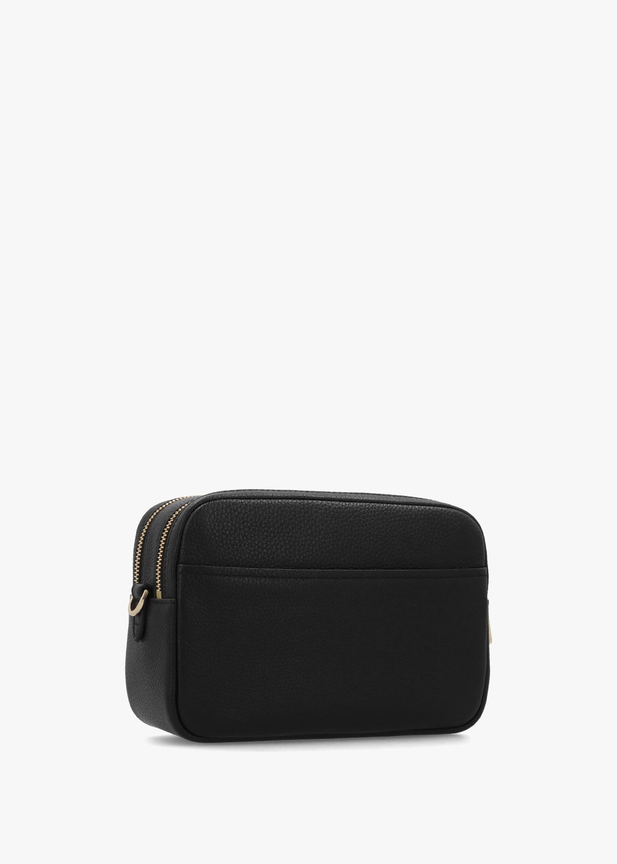 Bryant Black Pebbled Leather Double Zip Camera Cross-Body Bag