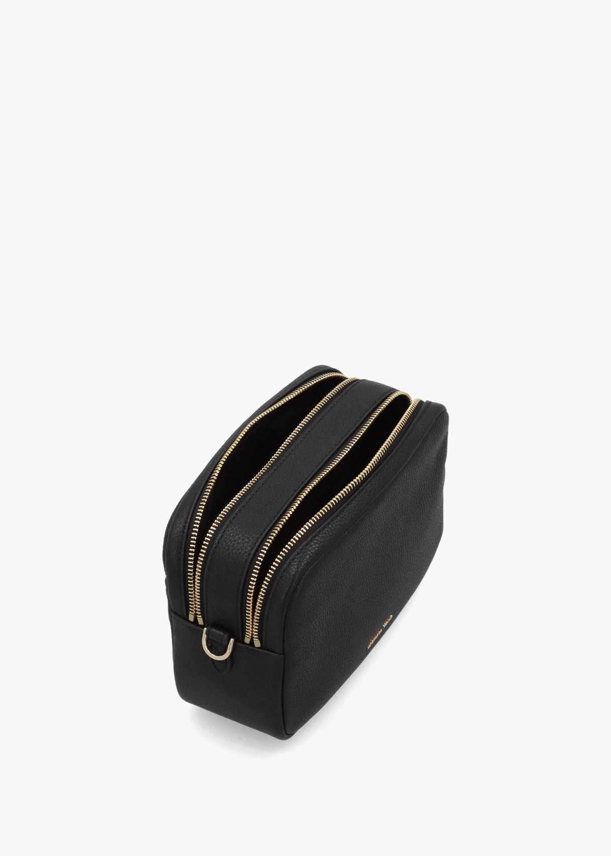 Bryant Black Pebbled Leather Double Zip Camera Cross-Body Bag
