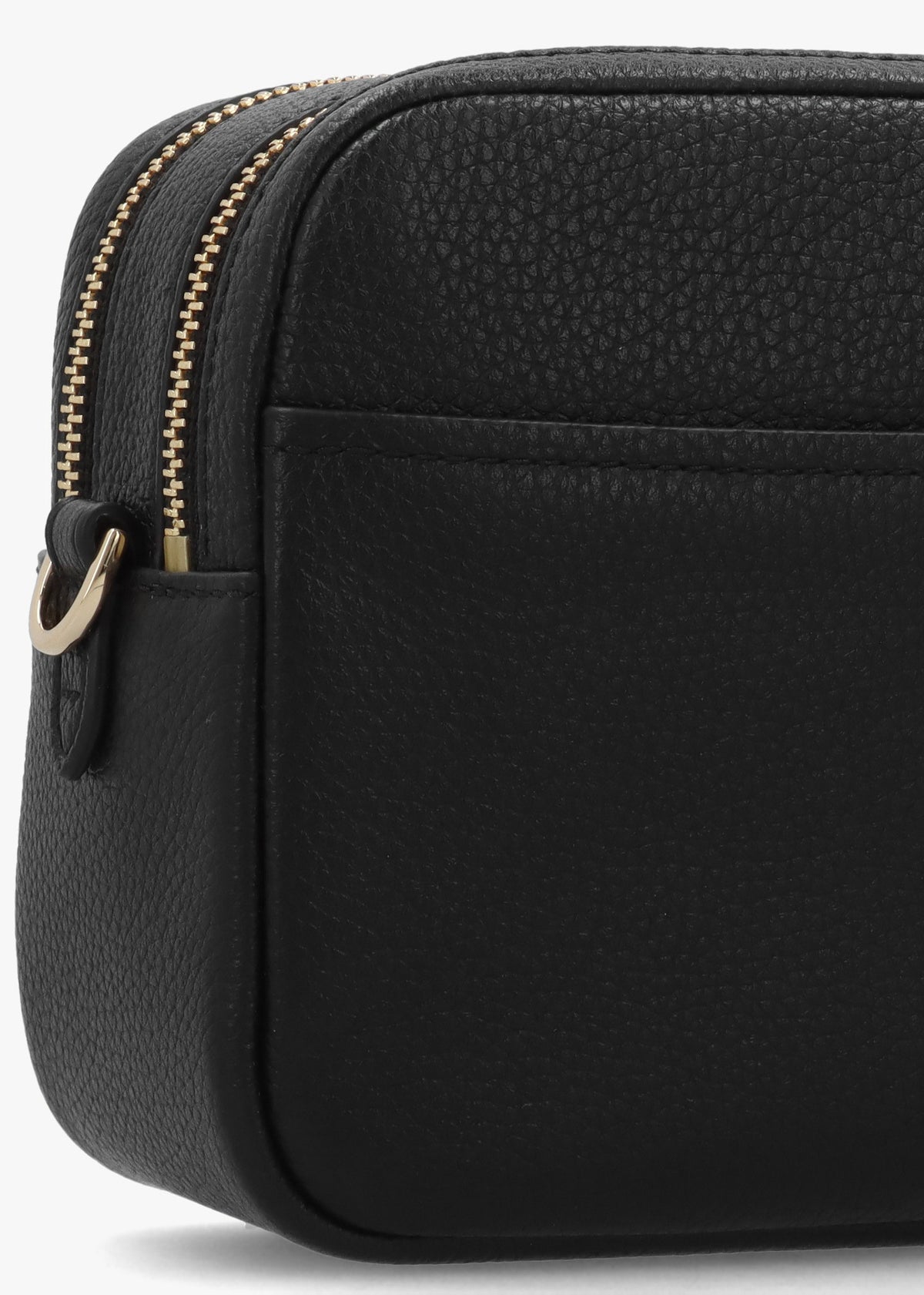 Bryant Black Pebbled Leather Double Zip Camera Cross-Body Bag
