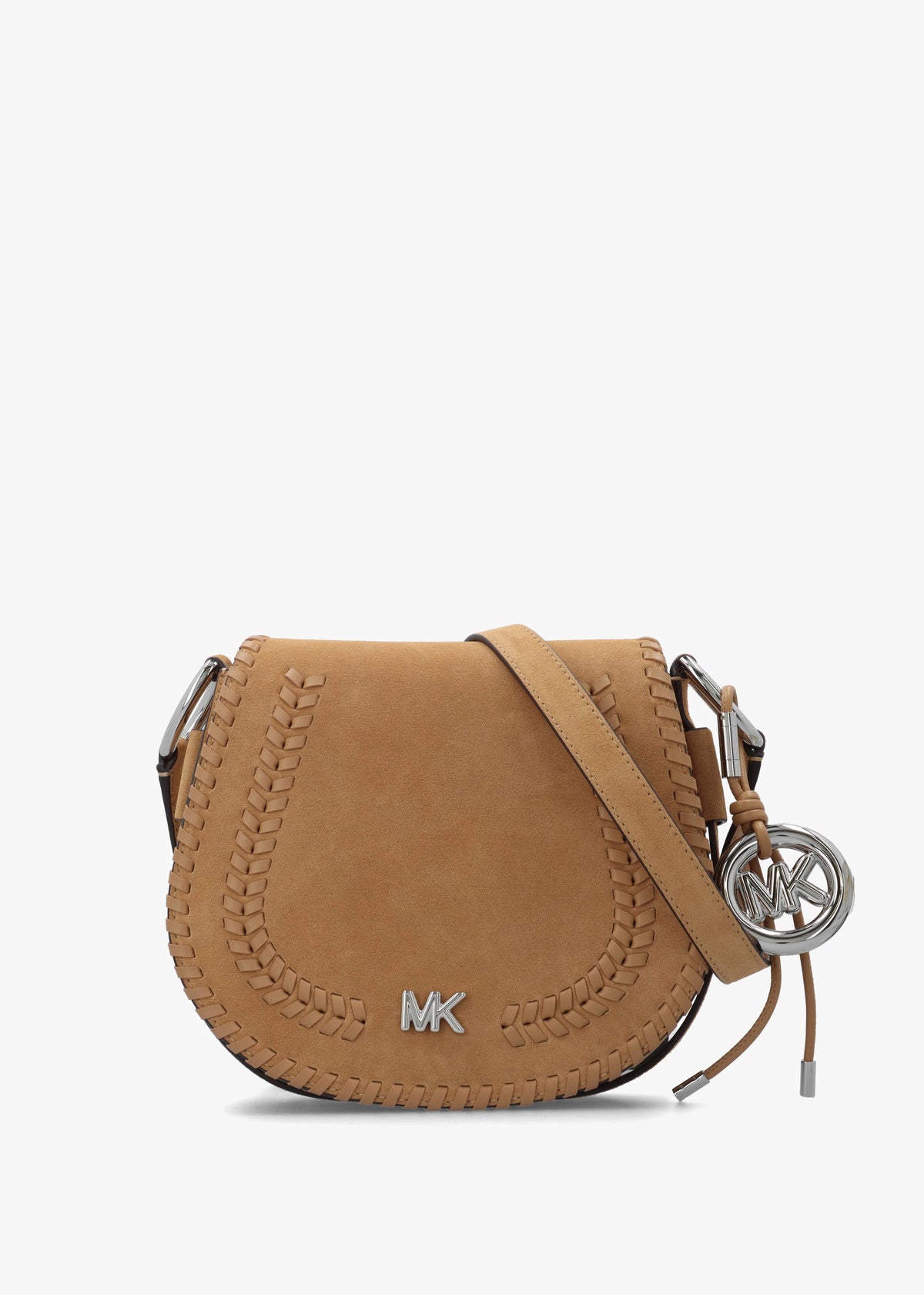 Josie Medium Whipstitched Peanut Suede Saddle Bag