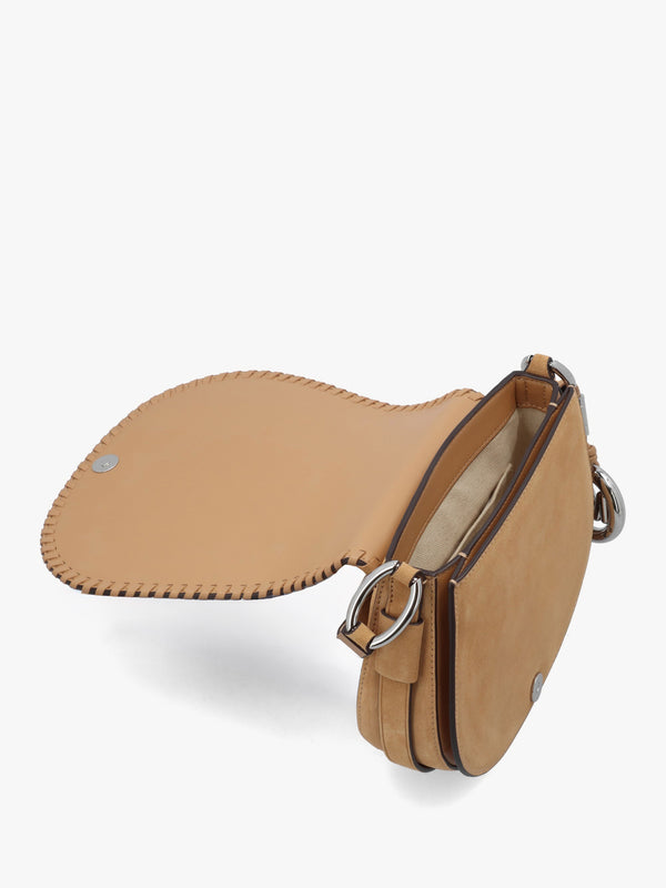 Josie Medium Whipstitched Peanut Suede Saddle Bag