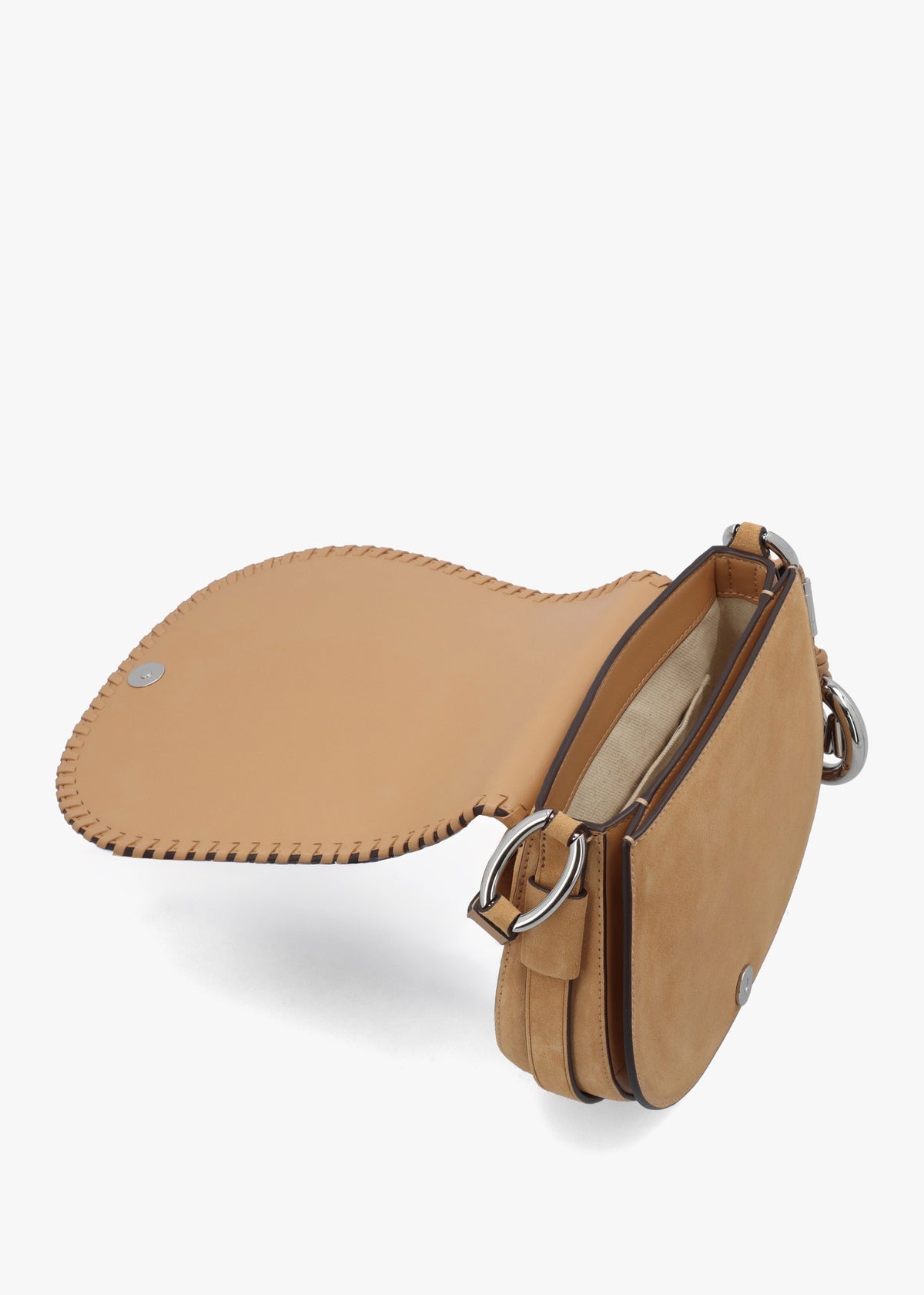 Josie Medium Whipstitched Peanut Suede Saddle Bag