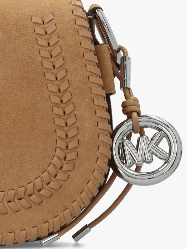 Josie Medium Whipstitched Peanut Suede Saddle Bag