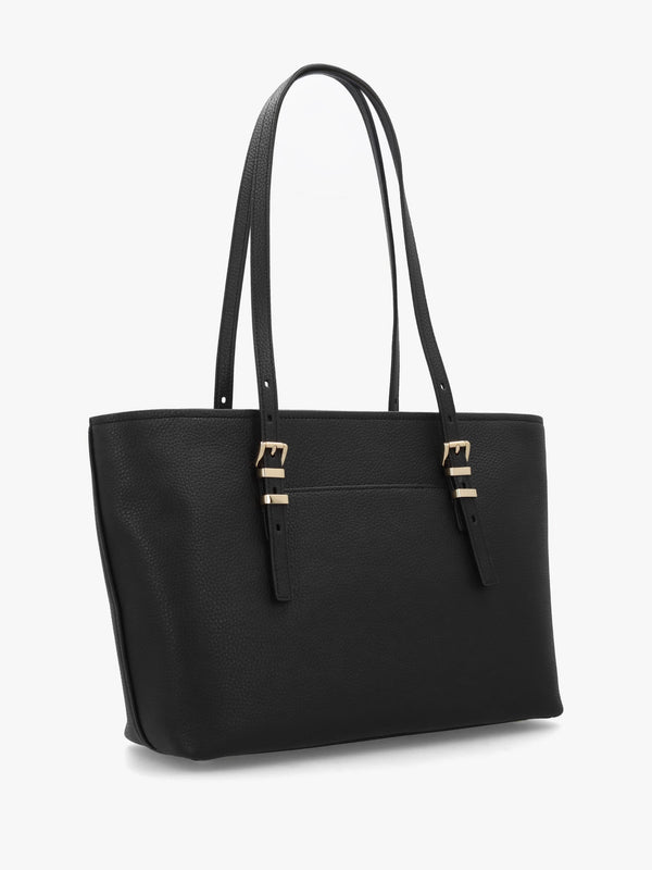 Quinn Medium Pebbled Leather Black Tote Bag