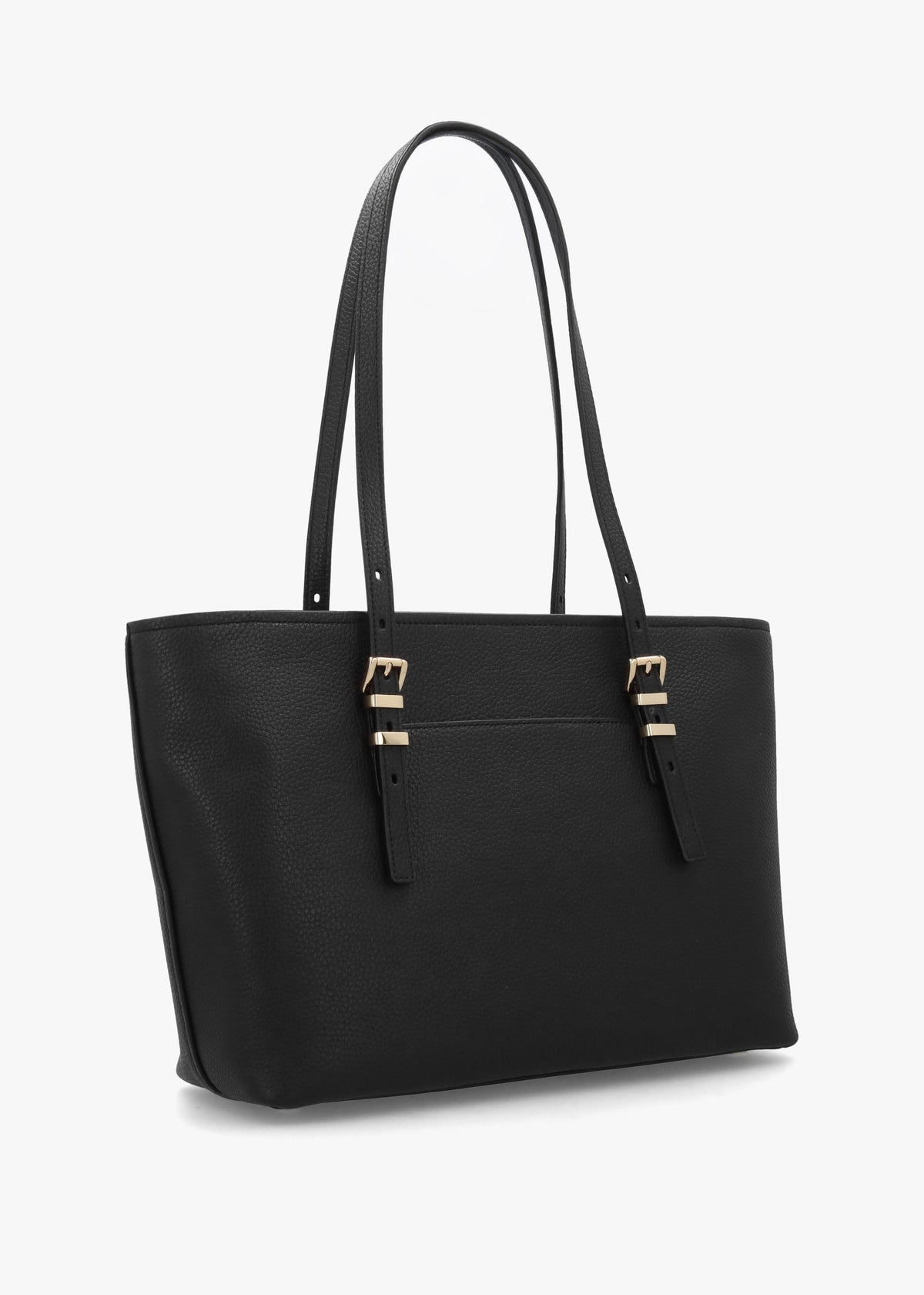 Quinn Medium Pebbled Leather Black Tote Bag