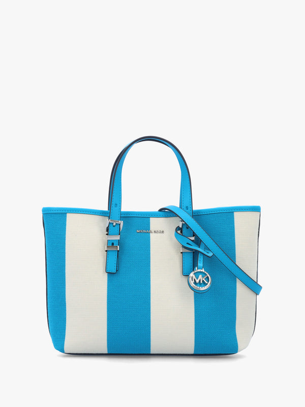 Quinn Small Milos Bleu Striped Canvas Tote Bag
