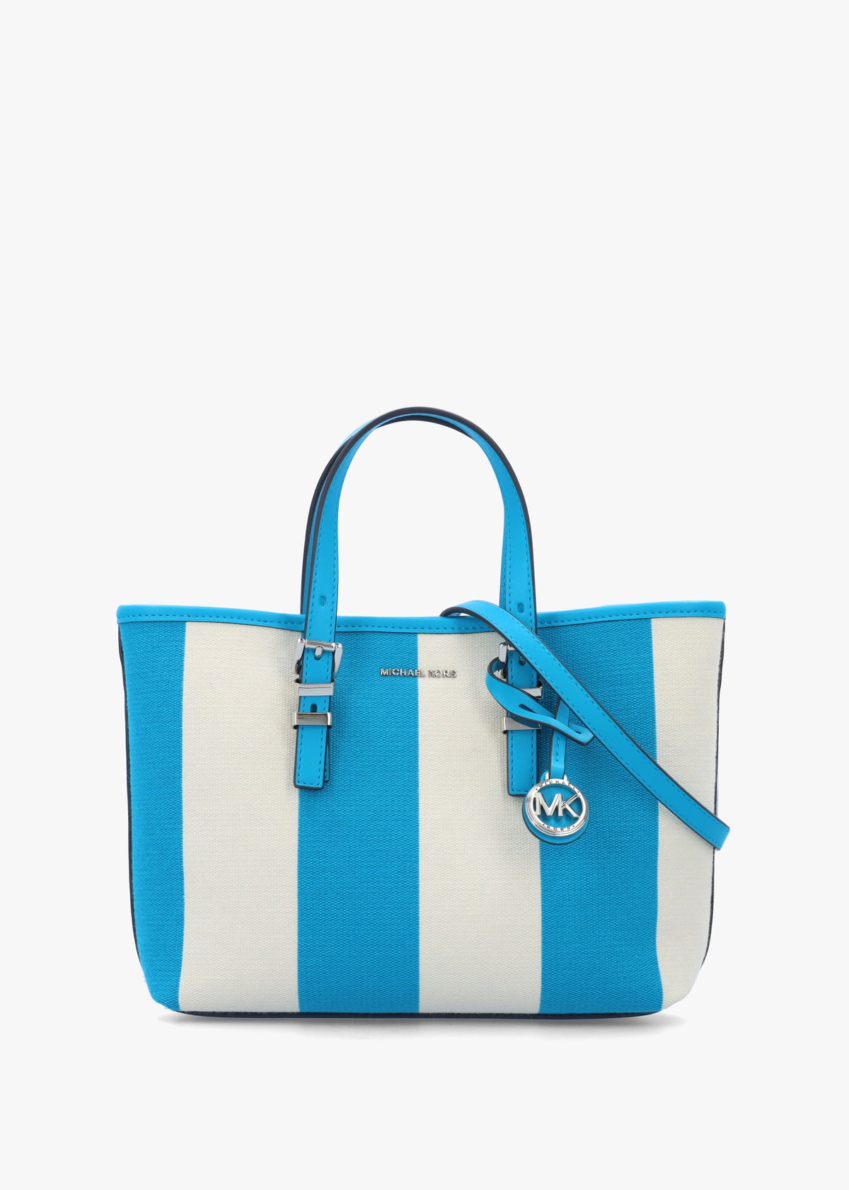 Quinn Small Milos Bleu Striped Canvas Tote Bag