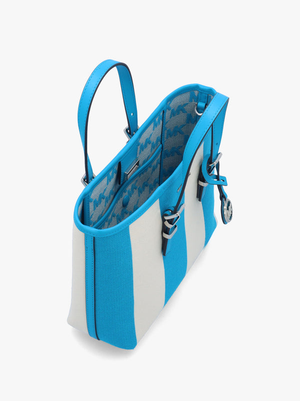 Quinn Small Milos Bleu Striped Canvas Tote Bag