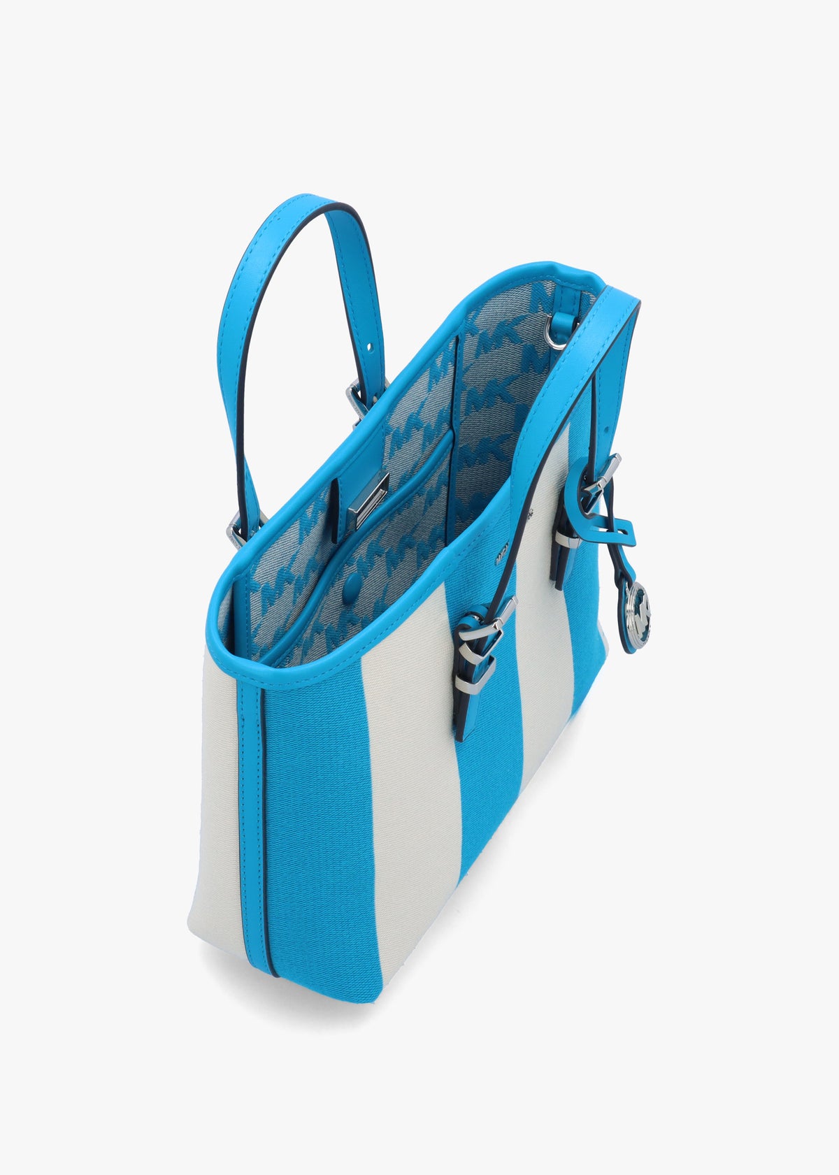 Quinn Small Milos Bleu Striped Canvas Tote Bag