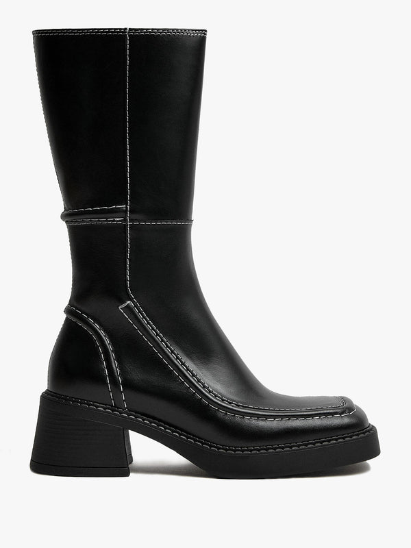 Miista Dagmara Black Leather Calf Boots