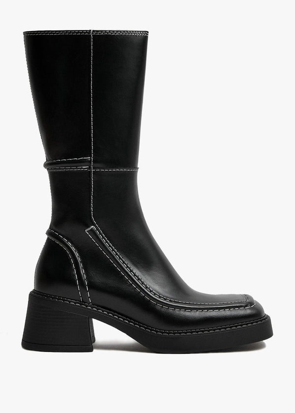 Miista Dagmara Black Leather Calf Boots