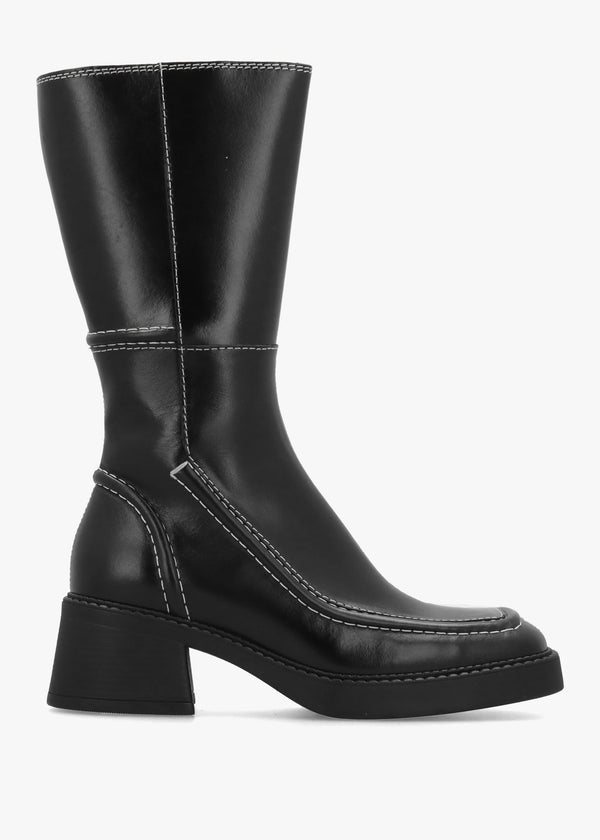 Miista Dagmara Black Leather Calf Boots