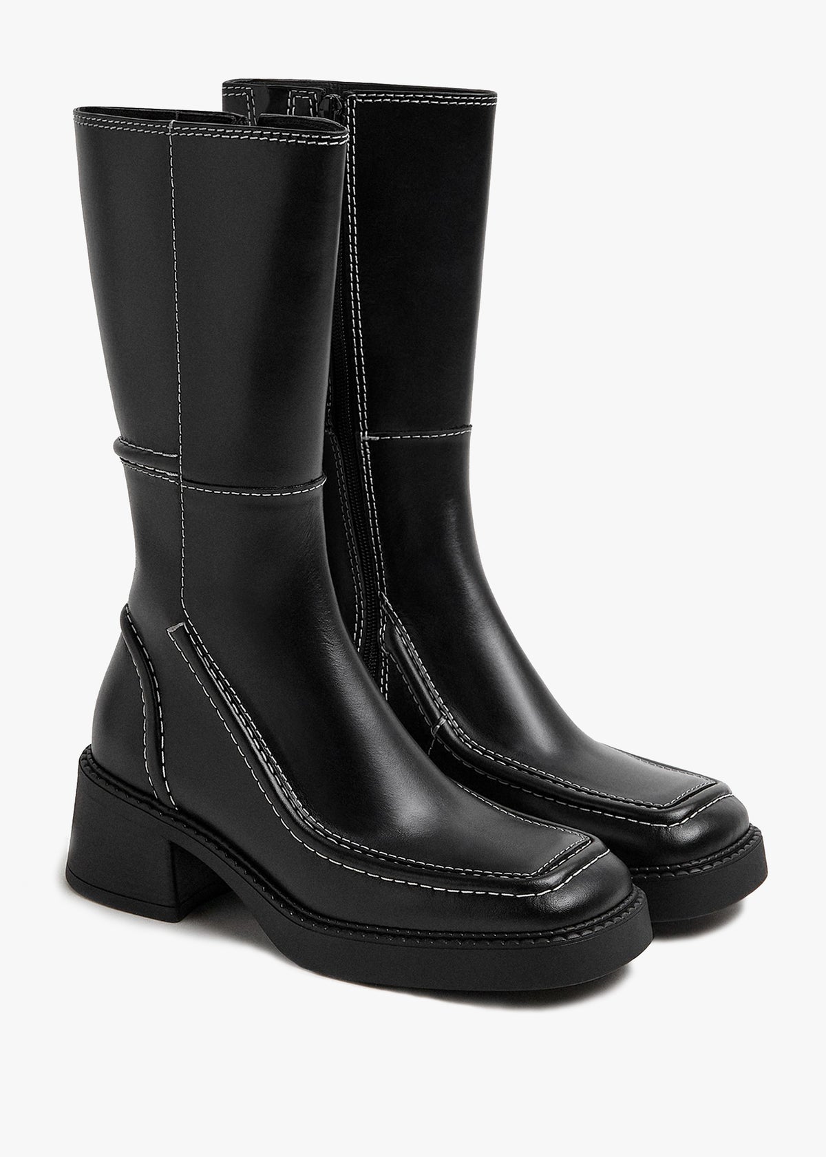 Miista Dagmara Black Leather Calf Boots