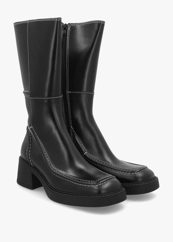 Miista Dagmara Black Leather Calf Boots