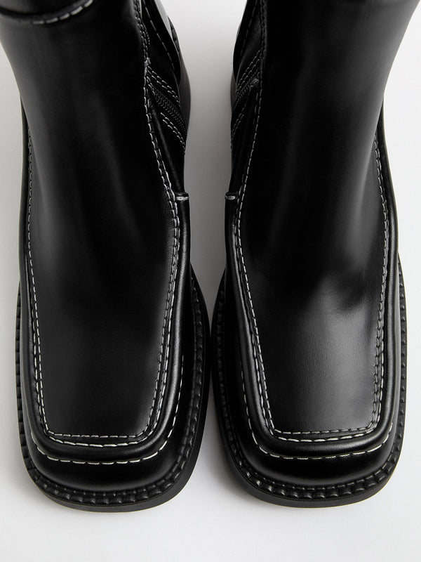 Miista Dagmara Black Leather Calf Boots