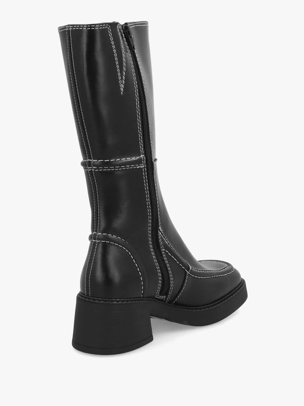Miista Dagmara Black Leather Calf Boots