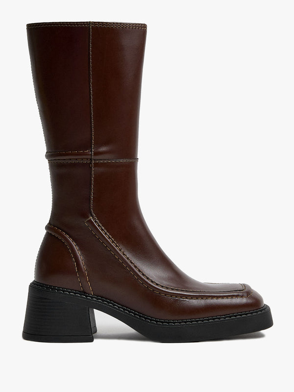 Miista Dagmara Brown Leather Calf Boots