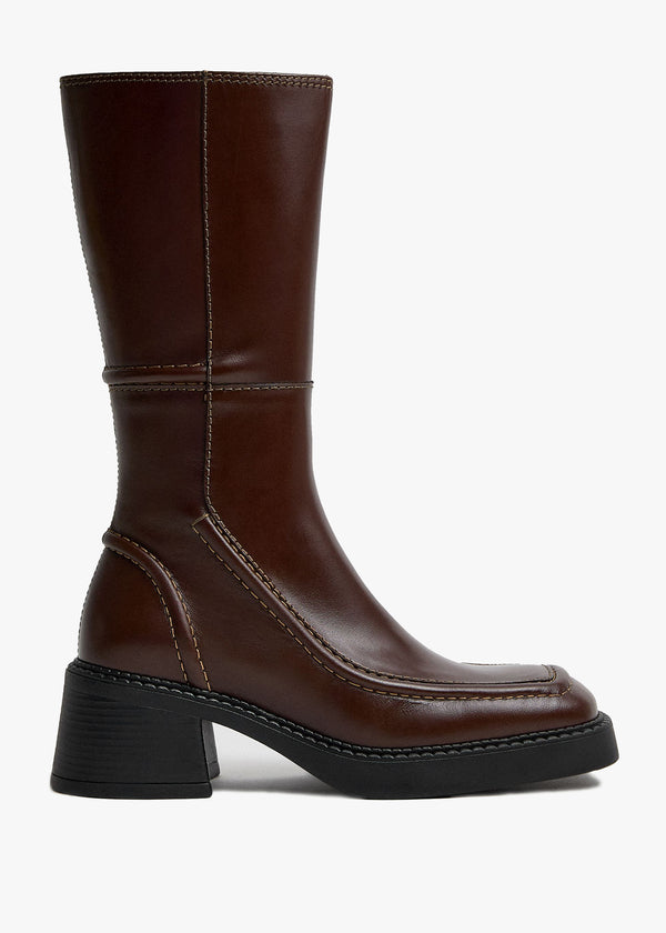 Miista Dagmara Brown Leather Calf Boots