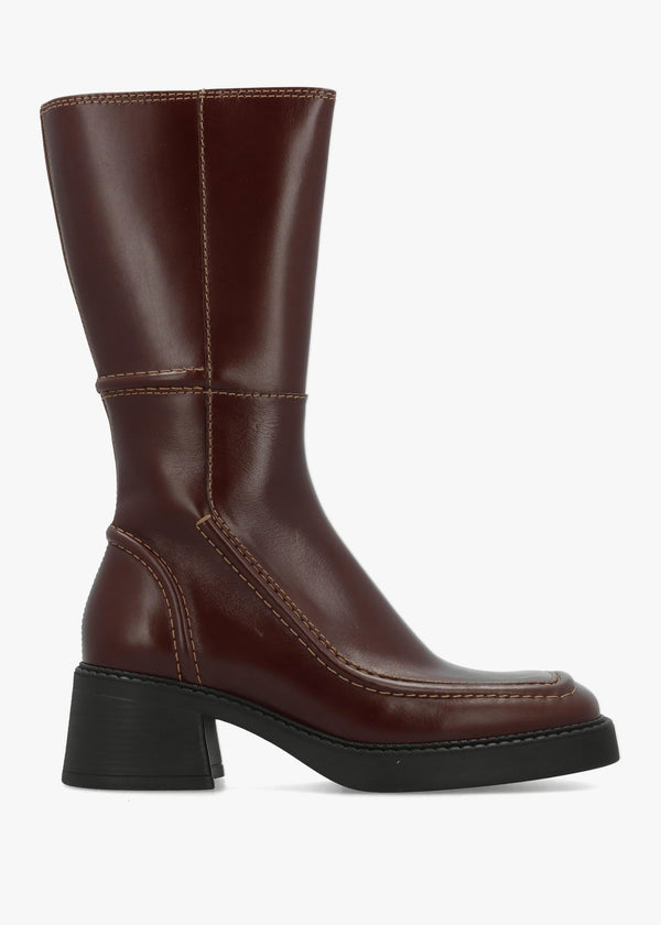 Miista Dagmara Brown Leather Calf Boots