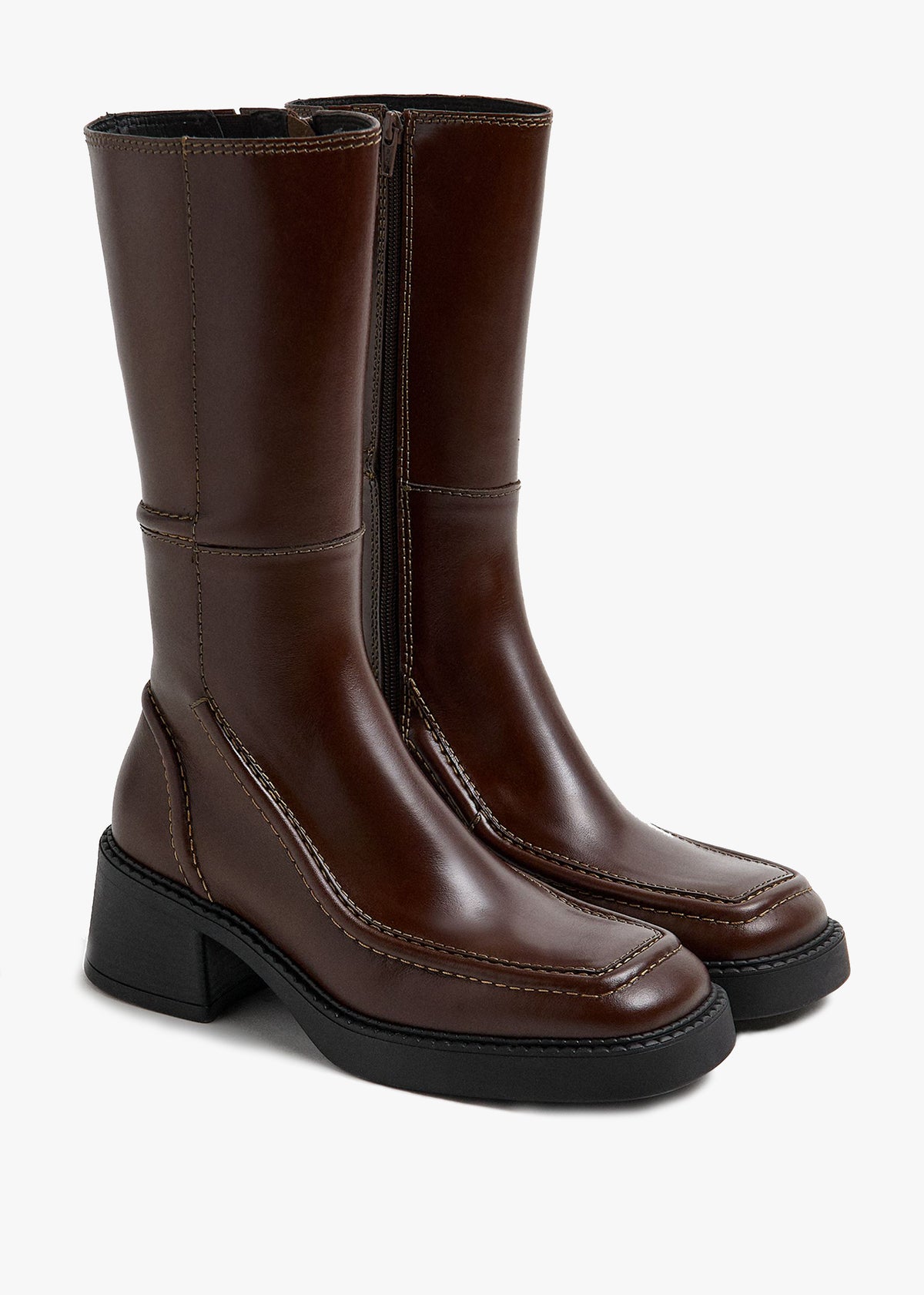 Miista Dagmara Brown Leather Calf Boots