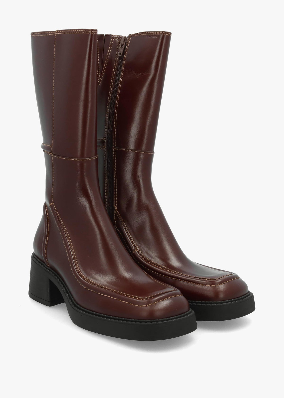 Miista Dagmara Brown Leather Calf Boots