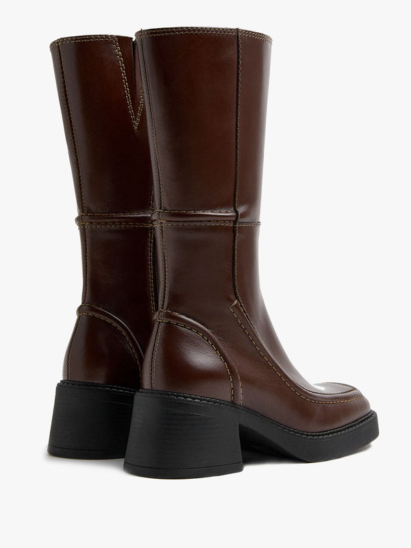 Miista Dagmara Brown Leather Calf Boots