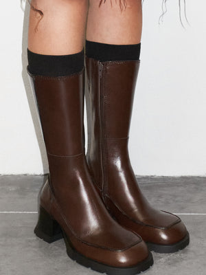 Miista Dagmara Brown Leather Calf Boots