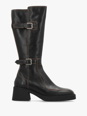 Miista Jarmila Black Leather Knee Boots